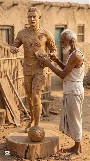 Poor Old Man Creates an Incredible Wooden Statue of by Hand#woodcarving #woodstatue #woodart
