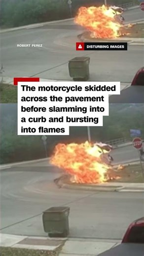 Fiery motorcycle crash in Texas caught on home security camera