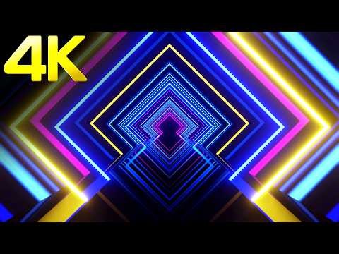 4k OLED Screensaver || Neon Square Blue & Pink Tunnel Color TV Abstract background Video meditation