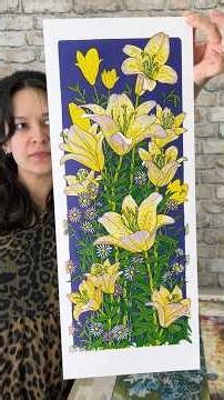 Printing process of reduction linocut “Lilies” #printmaking