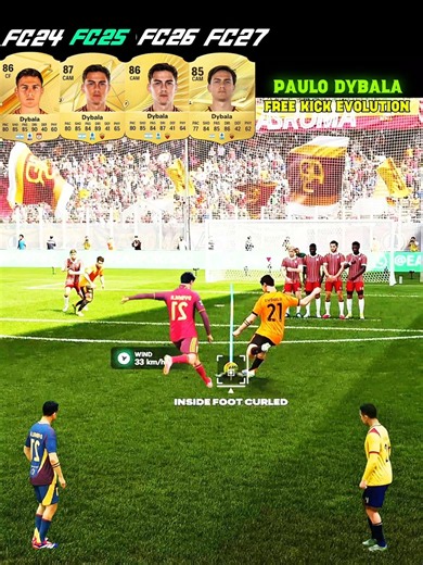Paulo Dybala Free Kicks Evolution In Every EA FC Games✓ From FC 24 To FC 27 #footballshorts #eafc27