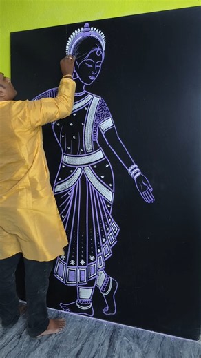 How to Draw a Classical Dancer on Blackboard 💃 | Chalk Art #shorts #art #drawing