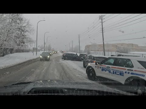 Snow Day Traffic Accident In Whitby, Ontario With DRPS Assisting (Durham Regional Police Service)