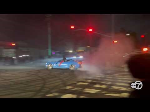 Camaro crashes into truck during chaotic Hayward sideshow; another car hits bystanders, video shows