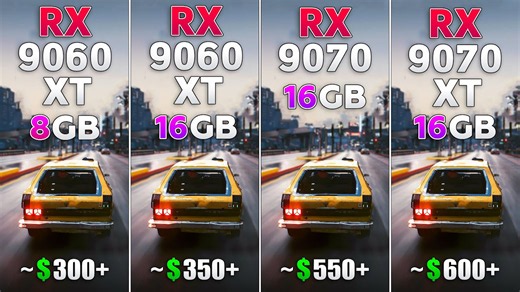 RX 9070 XT vs RX 9070 vs RX 9060 XT 16GB vs RX 9060 XT 8GB - Test in 10 Games