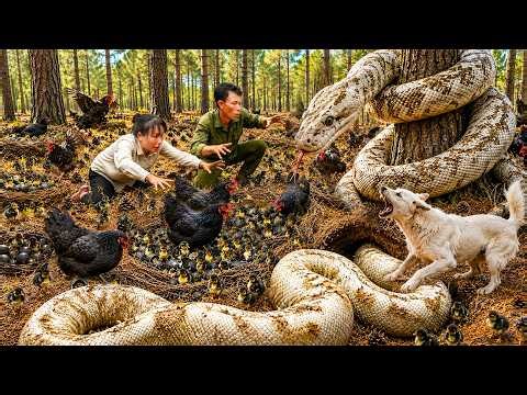 72 Hours Survival: Giant Python Strikes Black Chicken Nest — Catching Newly Hatched Chicks to Sell
