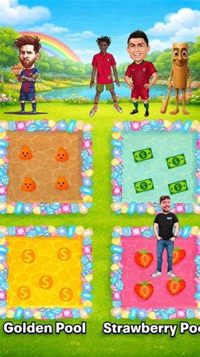 Messi vs Ronaldo vs mrbest Who is the POOP POOL winner? 💩🤣 #shorts #viral