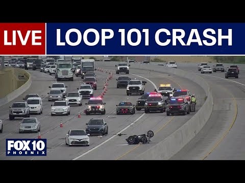 🔴LIVE: Phoenix Loop 101 crash involving motorcycle blocks lanes | FOX 10 Phoenix | FOX 10 Phoenix