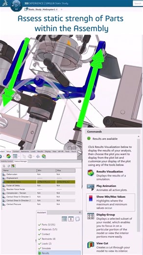 Assess static structural Analysis on Assemblies with SIMULIA Static Study!