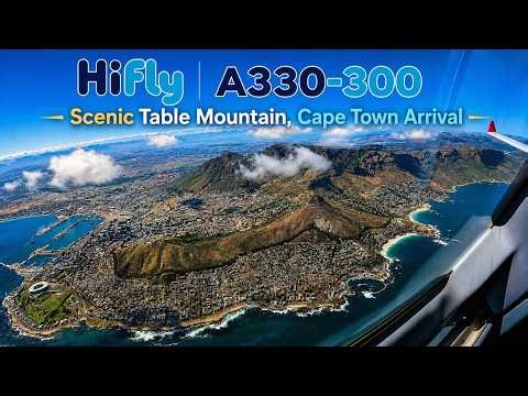 A330 Cockpit into Cape Town with Scenic Table Mountain Views