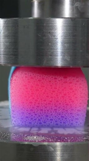 Frozen Gradient Sponge vs Hydraulic Press (Satisfying Crack + Color Mix) #hydraulicpress #crushtest