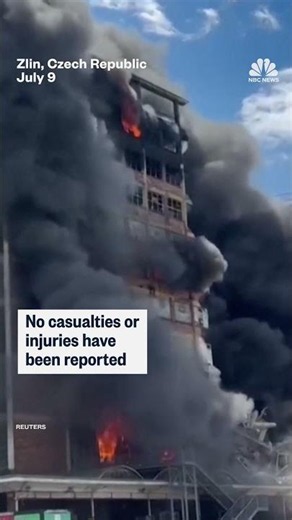 A fire destroys a building at the historic Bata shoe factory in the Czech Republic
