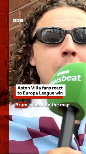 Aston Villa fans react to Europa League win. #EuropaLeague #AstonVilla #BBCNews