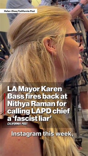 LA Mayor Karen Bass blasted mayoral candidate Nithya Raman and questioned her ability to lead the city after Raman called LAPD Chief Jim McDonnell a “fascist liar.” “I even question if she understands what fascism is or its place in history.” Read more at the link in bio.