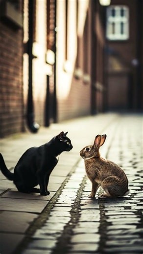 Rabbit Talk to Cat #goviral #cat #rabbit #viralvideo #animallovers #catlovers #cute #rabbitfarming