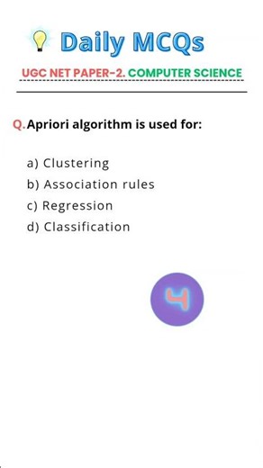 Apriori Algorithm is Used For What? | UGC NET CS MCQ | Daily MCQs #ugcnet
