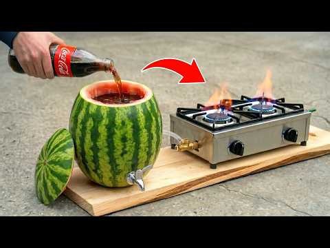 No More Gas Cylinders! How I Made Free Gas All Year Using a Coca-Cola Bottle and Watermelon 🍉🔥
