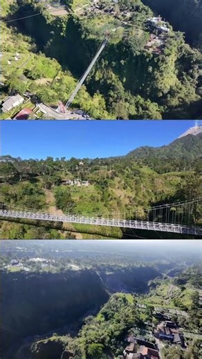 Girpasang Cliff Village & Suspension Bridge 🌄 Java Indonesia #shorts #drone #travel