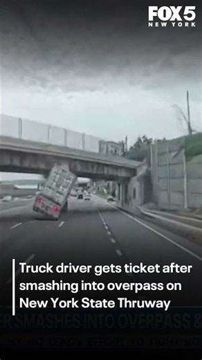 Truck smashes into overpass on New York State Thruway