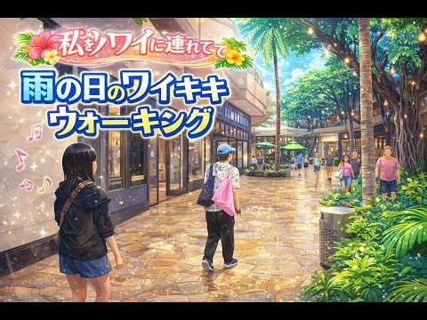 「雨上がりのワイキキウォーキング｜帰国したばかりのハワイ最新映像」#私をハワイに連れてって 濡れた石畳に映る光、南国の風、そして旅の余韻——。 撮りたての空気感をそのまま感じてください。