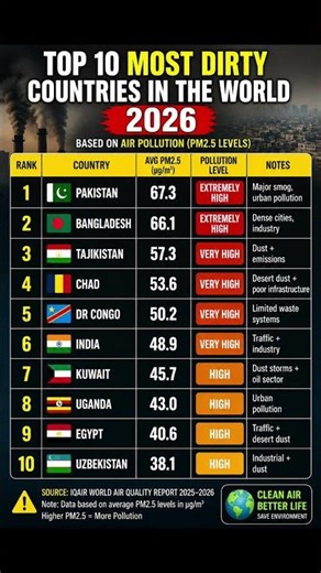 Top 10 Most Polluted Countries in the World 2026 😱 | Is Your Country on the List?