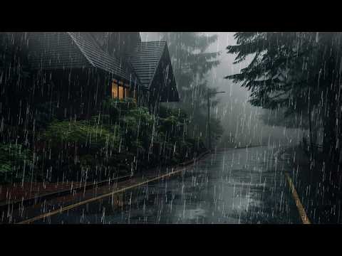 Overcome Stress to Sleep Instantly with Heavy Rain & Thunder Sounds on a Tin Roof - Relax