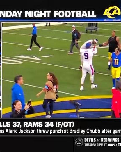 Daily Loud on X: "Rams player Alaric Jackson threw a punch at Bills player Bradley Chubb after the two exchanged words postgame 👀" / X