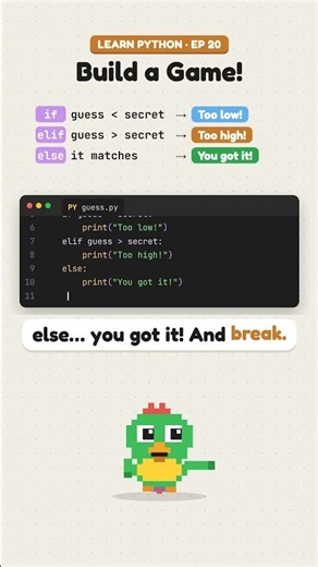 Build a Python Guess-the-Number Game 🦜 #shorts
