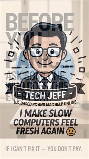 Most “computer viruses” aren’t actually viruses. Pop-ups? Usually scare tactics. Slow computer? Often too many programs running. Random phone call claiming to be Microsoft? Definitely a scam. Before you panic… pause. And if you’re not sure what’s real and what’s not — ask someone who deals with this every day. If I can’t fix it, you don’t pay. That’s how it should be. 💬 Have you ever thought you had a virus and it turned out to be something simple? Tell me what happened. #TechSupport #WindowsHe