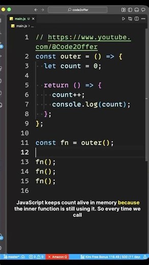 This JavaScript Trick Remembers Everything 🤯 (Closures Explained)