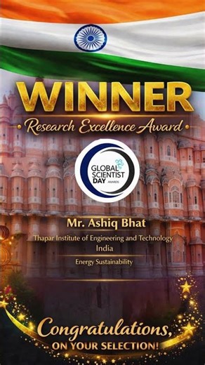 Mr. Ashiq Bhat | Thapar Institute of Engineering and Technology | India | Research Excellence Award