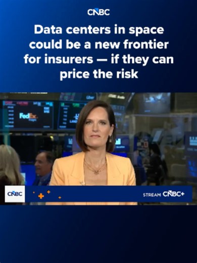 Elon Musk’s SpaceX and Jeff Bezos’ Blue Origin are betting on orbital computing, bringing data centers to space. This would launch a new frontier for insurers — if they can figure out how to price a risk that has never existed at scale. CNBC’s Contessa Brewer explains. Read more at the #linkinbio or the link on screen. #CNBC #spacex #blueorigin #elonmusk #jeffbezos #datacenters