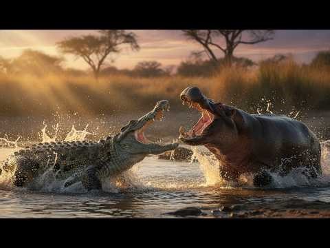 Crocodile vs Hippo: The Deadliest River Battle