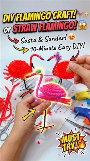 😱 DIY Flamingo craft 🦩| Easy to make #shorts #diy #handmade