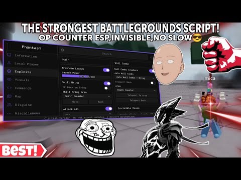 The Strongest Battlegrounds Script😎 *NO-KEY* No-stun/Slow,Esp Counter🔥,Invisible Moveset🤩,Wall combo