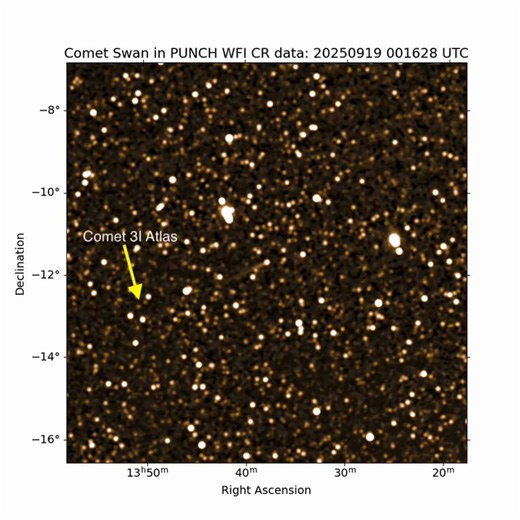 Comet 3I/ATLAS And Comet SWAN Seen From NASA's PUNCH