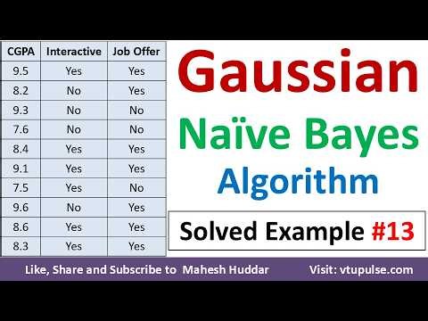 13. Gaussian Naive Bayes Classification Solved Numerical Problem in Machine Learning Mahesh Huddar