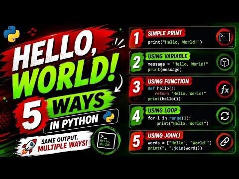 Python Tutorial: 5 Easy Ways to Print Hello World 🚀|Learn Python Fast! 