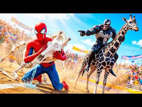 🦒🕷️ SPIDERMAN Wins The Magic Legendary Giraffe Racing Championship – Epic Racing Challenge?!