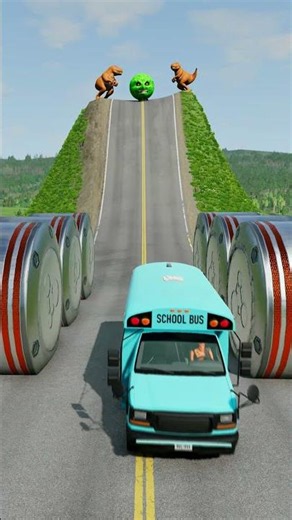 Car & School Buses vs Hydraulic Crush - BeamNG.Drive