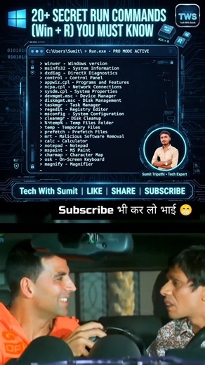 💻 20+ Secret Run Commands (Win + R) You MUST Know! | Tech With Sumit #codingsecrets #hackerrank