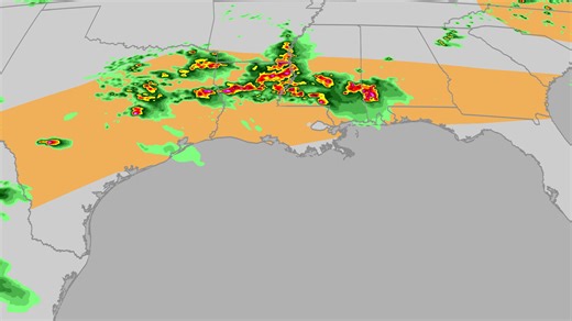 Storms possible across South, but severe threat much lower