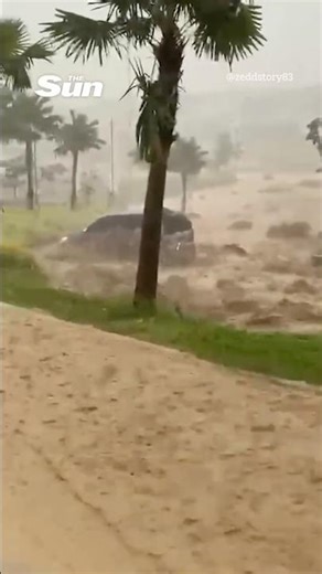 Car is swept away as Indonesian village is hit by raging floods
