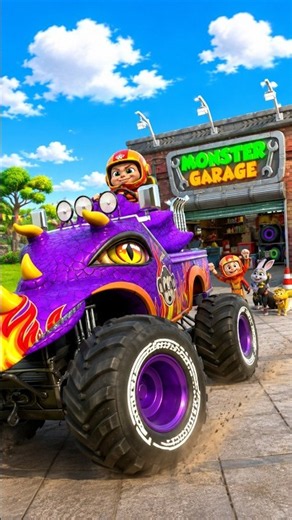 This Monster Truck Jumps TOO HIGH! 😱🚙💨 #TruckJump #MegaTruck #CartoonAdventure #KidsAction