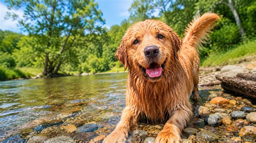 My dog loves river splash time