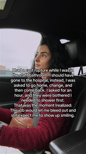 I had a cyst rupture in the staff bathroom. Thankfully I made it to the bathroom before students saw. The yard aide that was walking by my room was a saint sent at the right moment. I should’ve gone to the ER. I was in so much pain. Instead, I was told to go home, change clothes, and come right back. There was no coverage. Looking back, I wouldn’t have even considered coming back. I shouldn’t have. I know that now, but I was brainwashed to say yes and give my all. When I asked for one hour to sh