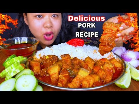 COOKING & EATING ‘MOUTHWATERING’ SPICY PORK CURRY WITH RICE MUKBANG | PORK BELLY MUKBANG ASMR