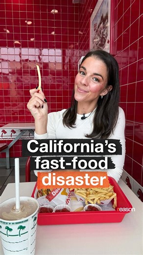 California politicians wanted to make sure fast-food employees earned their “fair share”—and that’s when 557,000 workers across 30,000 restaurants got an economic reality check. Here's what happened after Assembly Bill 1228 implemented a government-mandated pay raise for all fast-food workers. 🎨: Eddie Marshall | Reason Magazine