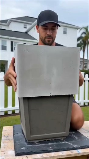 DIY Large Concrete Planter with Glass Inlay