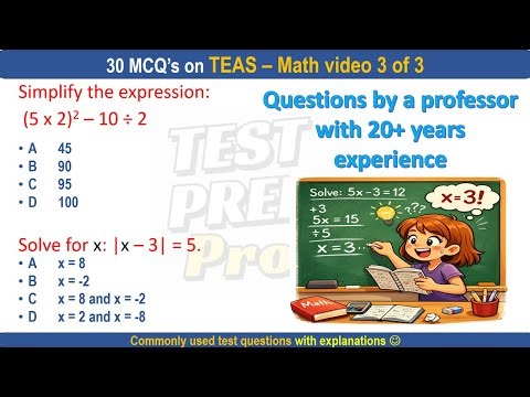 TEAS Math practice questions 3 of 3 | TEAS | #math #algebra #conversions #decimals #fractions
